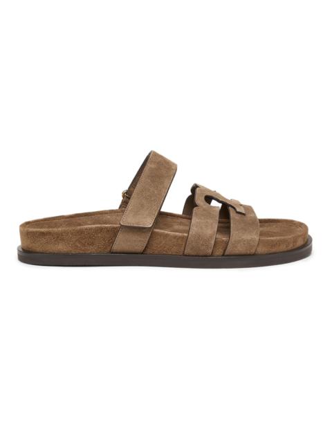 TORY BURCH Women's Ines Logo-Detailed Suede Slide Sandals - River Rock