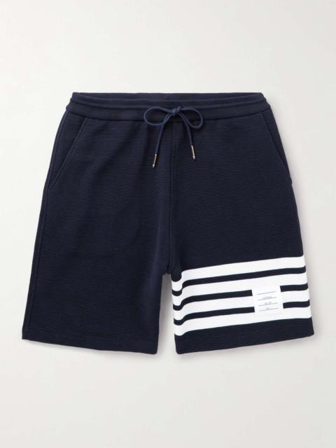 Straight-Leg Striped Ribbed Cotton-Jersey Drawstring Shorts