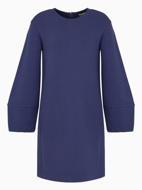 EMPORIO ARMANI Double jersey dress with balloon sleeves