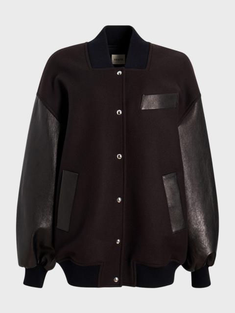 Spencer Wool Bomber Jacket with Leather Sleeves