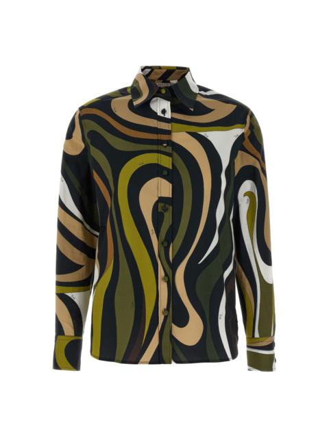 marble-print shirt