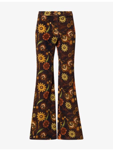 SIEDRÉS Isla Floral-Pattern Corduroy Trousers