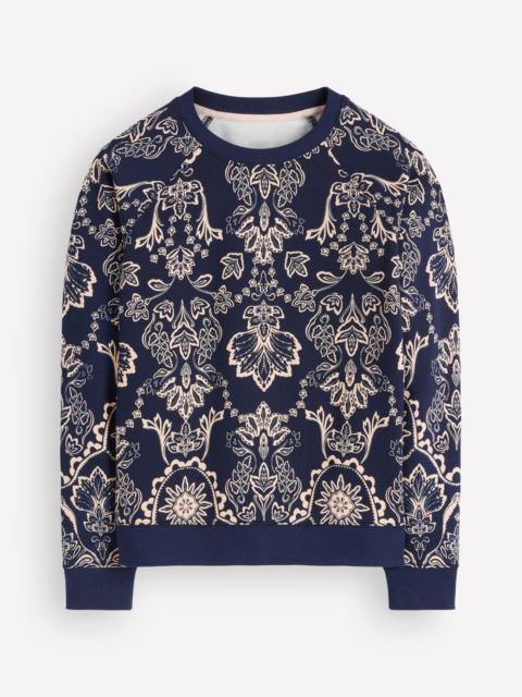 BODEN Rosa Printed Sweatshirt-Navy, Floral Print