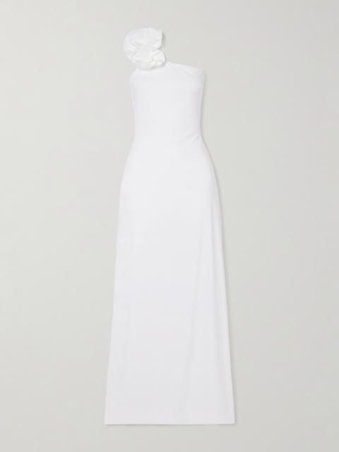 MAYGEL CORONEL Adda One-shoulder Appliquéd Stretch-jersey Maxi Dress