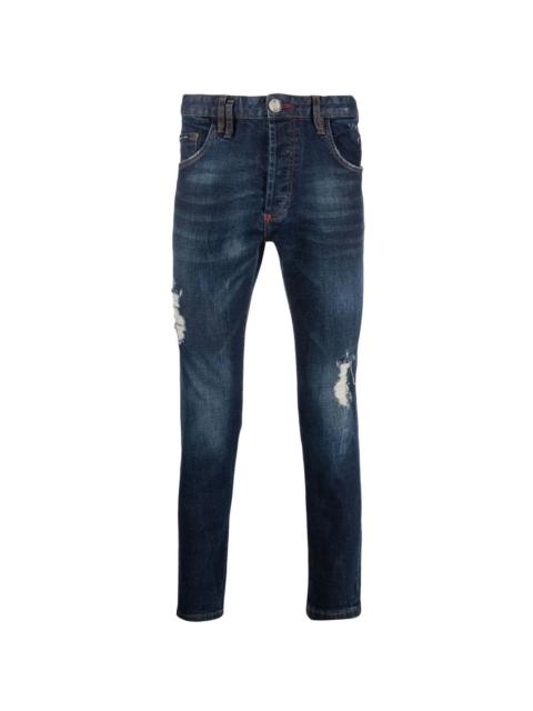 distressed slim fit jeans