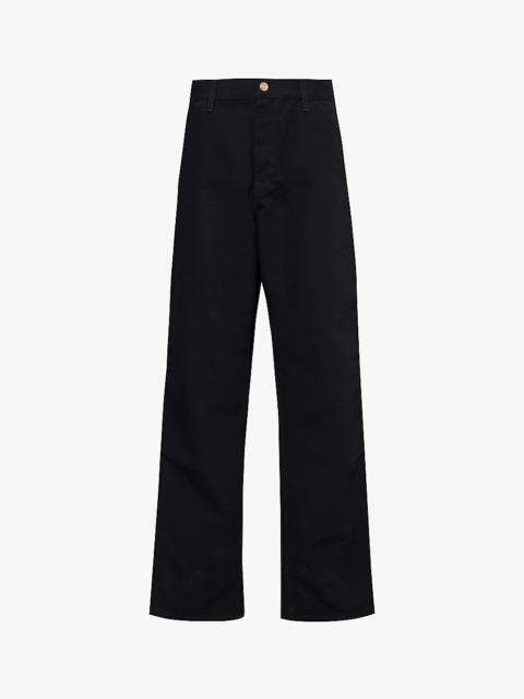 Single Knee straight-leg relaxed-fit organic-cotton trousers