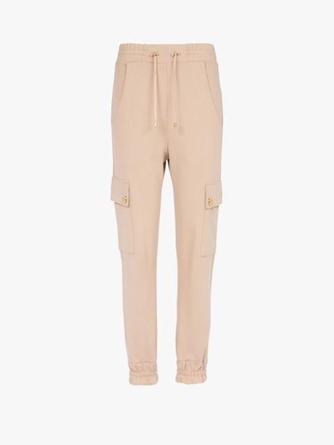 Balmain Sand-colored eco-designed cotton cargo sweatpants