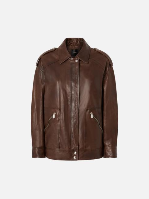 PINKO WASHED LEATHER JACKET WITH COLLAR