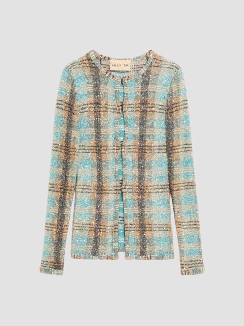 Valentino Women's Sequin Thread Cardigan with Check Pattern - Multicolor