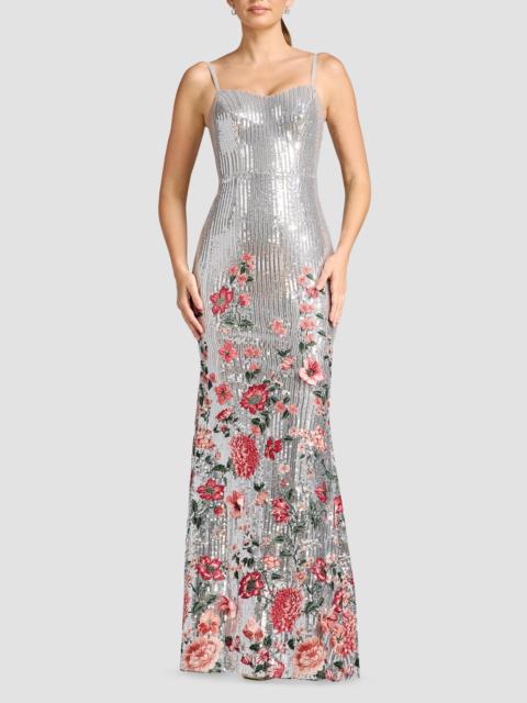 Dress The Population Women's Giovanna Sequined Embroidered Mermaid Gown - Silver Multi