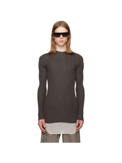 Rick Owens Gray Tower Ribbed Round Neck Sweater
