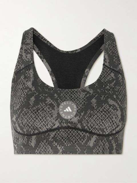 adidas Power Impact Snake-print Recycled-stretch Sports Bra