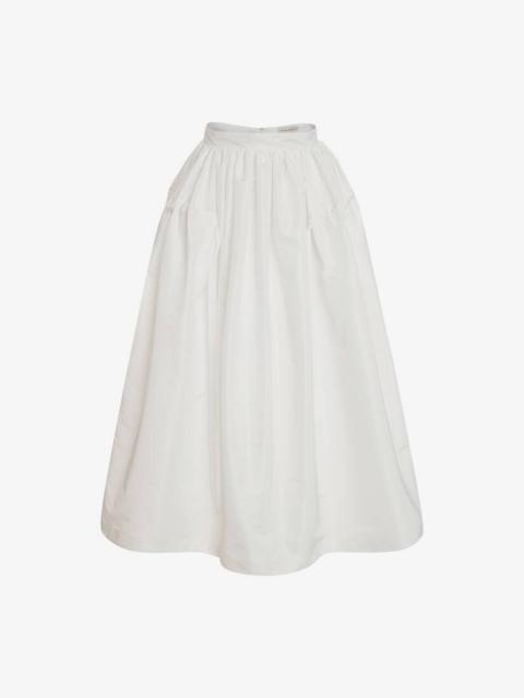 Alexander McQueen Drawstrings Gathered  Midi Skirt in White