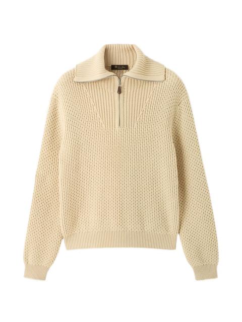 Loro Piana Shivling waffle-knit quarter-zip sweater