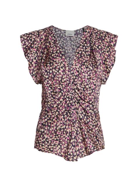 Isabel Marant Women's Lonea Floral Silk-Blend Top - Faded Night
