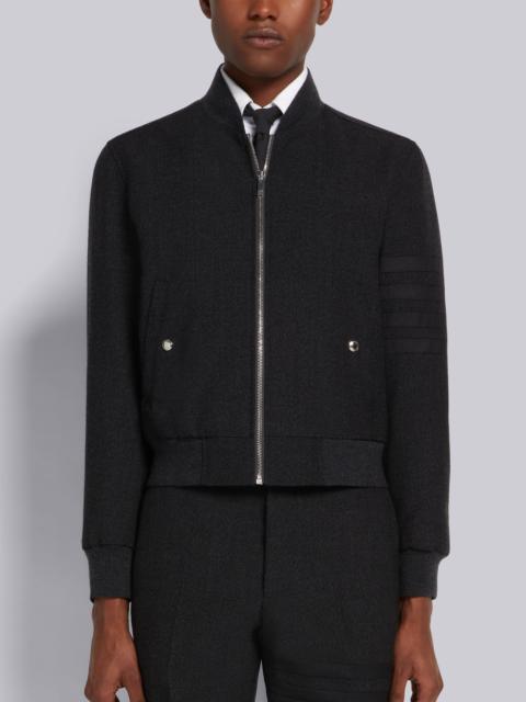 Thom Browne Dark Grey Thornproof Wool Knit Rib Trim 4-Bar Blouson Jacket