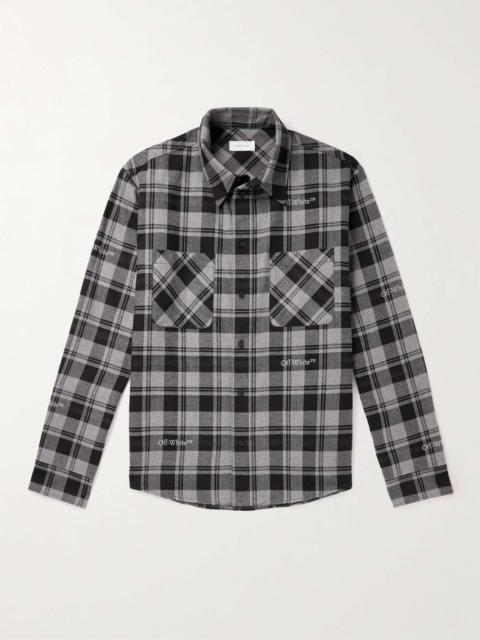 Off-White Logo-Embroidered Checked Cotton-Flannel Shirt