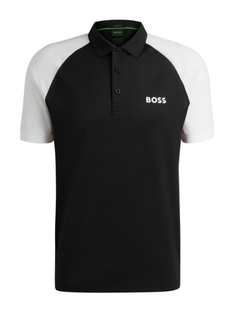 BOSS ACTIVE PADDY COLOR-BLOCKED POLO SHIRT WITH MESH INSERTS