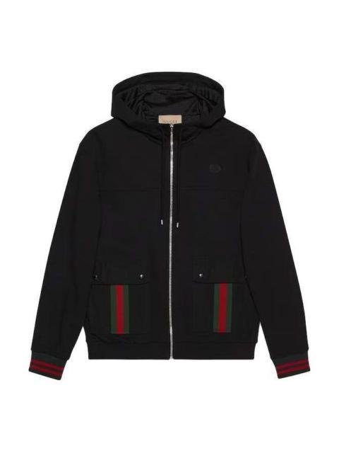 GUCCI Gucci Cotton Jersey Hooded Jacket With Web 'Black' 752187-XJFQV-1043