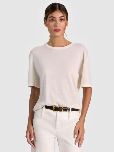 Alice + Olivia AMELIE CASHMERE KNIT TEE - SOFT WHITE