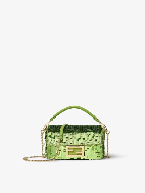 FENDI Baguette® Mini Bag embroidered with lime green sequins