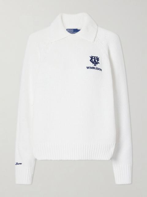 Polo Ralph Lauren + Wimbledon logo-embroidered cotton sweater White
