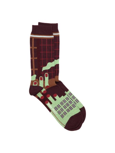 HENRIK VIBSKOV CHOPPED FINGER FACTORY SOCKS HOMME - BROWN PISTACHIO FACTORY