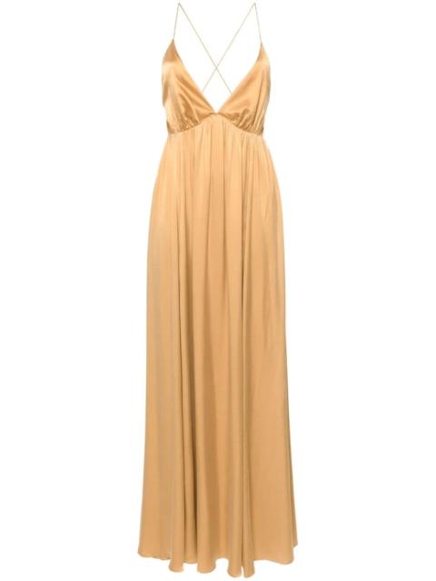 V-neck silk maxi dress