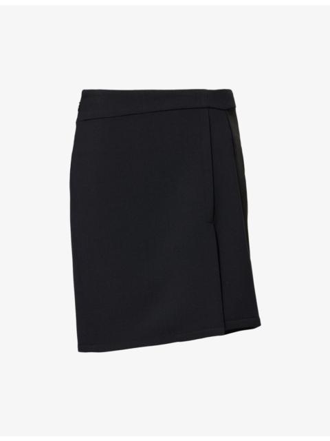 Victoria Beckham Contrast-Panel Split Stretch-Woven Mini Skirt