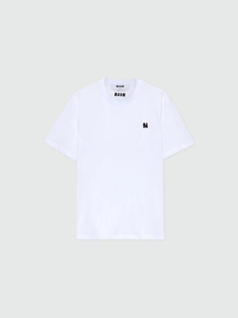 MSGM White short-sleeve cotton jersey T-shirt with chest print