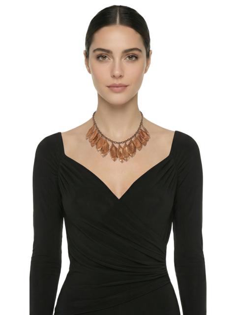 NORMA KAMALI BRASS LEAF TIERED NECKLACE