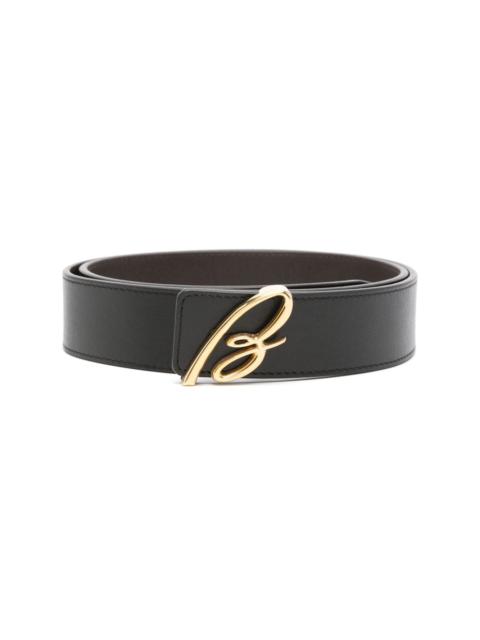 Brioni logo-buckle leather belt