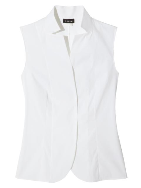 AKRIS Women's Stretch-Cotton Revers Collar Blouse - White
