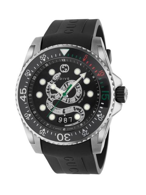 Men's Dive King Snake Stainless Steel Watch with Rubber Strap