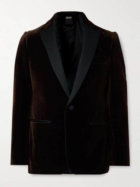 Satin-Trimmed Cotton-Velvet Tuxedo Jacket