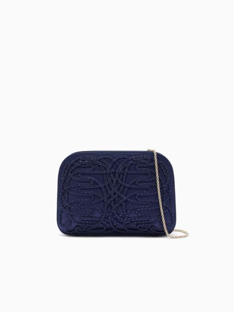 GIORGIO ARMANI CLUTCH LA PRIMA IN SATIN WITH SOUTAGE AND RHINESTONES