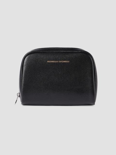 Brunello Cucinelli Brushed Leather Slim Beauty Case - Black