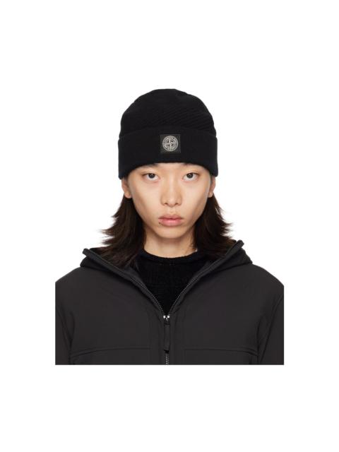Stone Island Black Knitted Badge Beanie