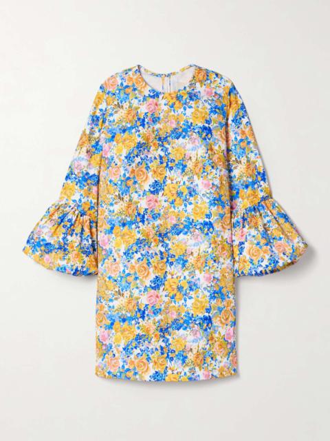 KIKA VARGAS Florence floral-print twill mini dress Blue