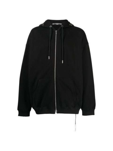 embroidered-logo zip-up cotton hoodie