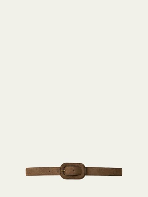 TOTEME Wide Buckle Suede Belt