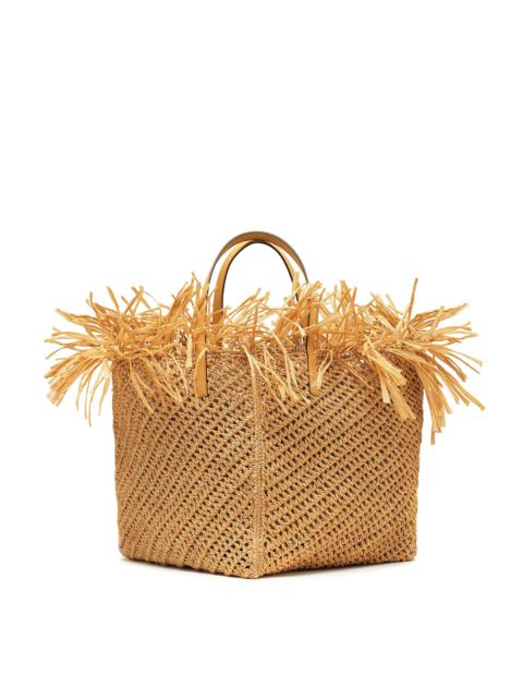 MEDIUM RAFFIA CROCHET SQUARE TOTE