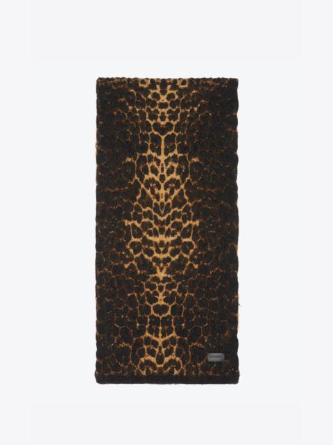 SAINT LAURENT knitted scarf in lamé leopard-print wool and mohair