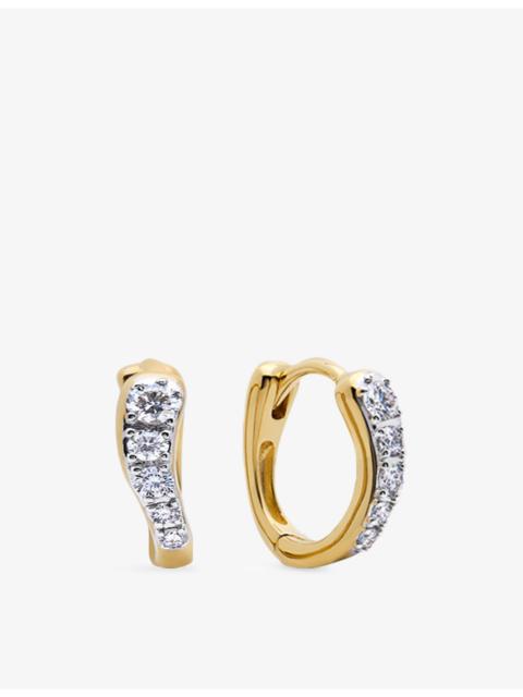 MONICA VINADER Riva 18ct Yellow Gold-Plated Vermeil Sterling-Silver and 0.14ct Lab-Grown Diamond Hoop Earrings