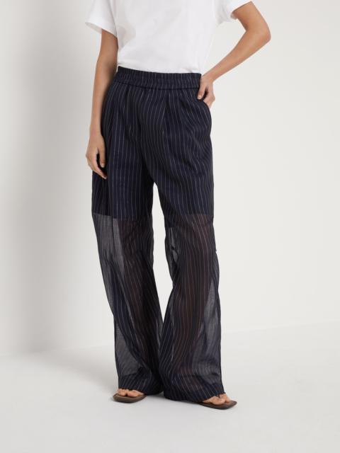 Brunello Cucinelli Cotton sparkling stripe gauze loose trousers