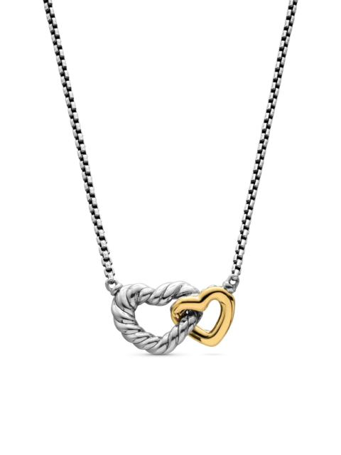 DAVID YURMAN Women's Cable Collectibles Interlocking Heart Necklace in Sterling Silver with 18K Yellow Gold - Sil