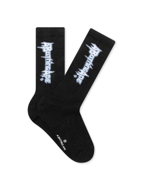 A BATHING APE® MULTI LOGO LONG SOCKS - BLACK