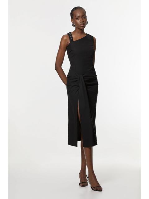 KAREN MILLEN Petite Tailored Asymmetric Neck Strappy Detail Dress