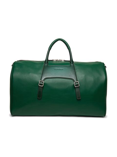 Santoni Green leather weekend bag