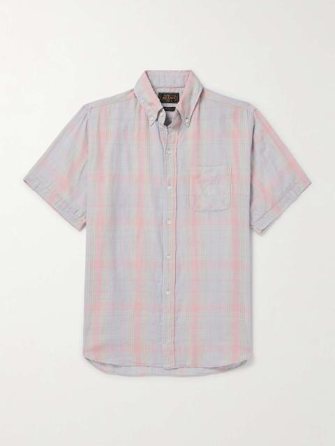 BEAMS PLUS Button-Down Collar Checked Cotton-Gauze Shirt